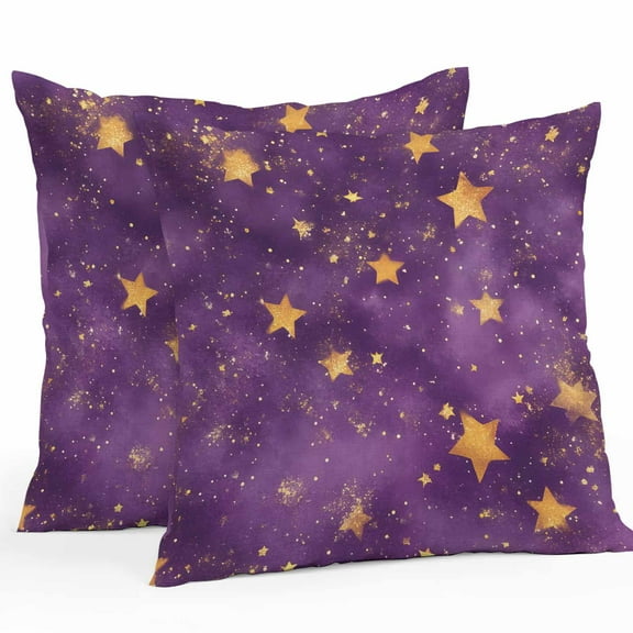 Purple Starry Sky Outdoor Pillow Covers Pack of 2 Star Galaxy Fantasy Romantic Waterproof Throw Pillow Covers Decorative Cushion Cases for Patio Garden Tent Balcony Couch 24x24 inch