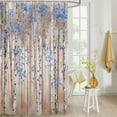 thumbnail image 4 of Fabric Shower Curtain, Blue Leaves Impressionist Forest Oil Painting Art Bathroom Curtain with 12 Hooks Waterproof No Bad Odor Machine Washable Bath Curtains for Bathroom, Spa Room, 72"x84", 4 of 6