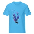 thumbnail image 4 of Mikilon Chemise à Imprimé Plumes pour Femmes et Filles, Manches Courtes, Blouse, 4 of 7