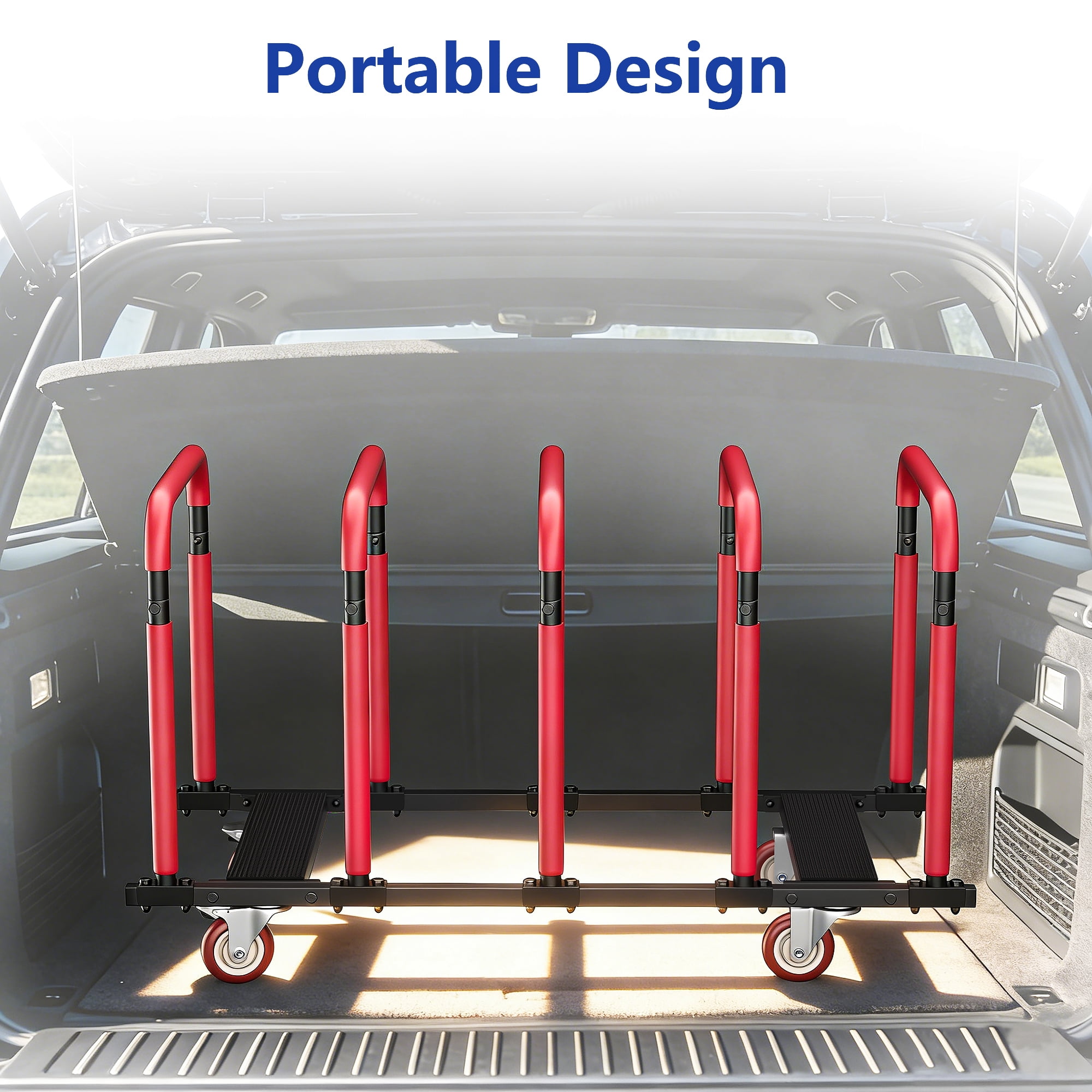 YOHKOH Jeep Door Storage Rack with Lockable 4" Casters – Heavy-Duty Movable Stand for Jeep Wrangler JK JL, Gladiator JT & Ford Bronco 2/4 Door