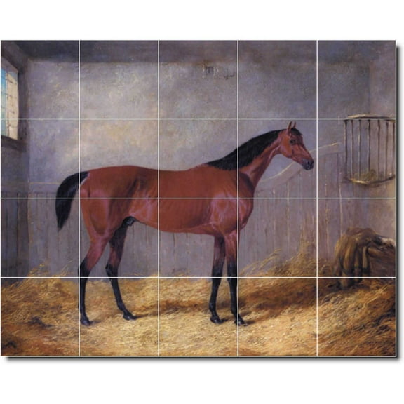 Ceramic Tile Mural-John Frederick Herring Horses 22. 21.25" w x 17" h using (20) 4.25 x 4.25 ceramic tiles