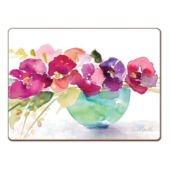 Bowl of Decorative Hardboard Cork Back Placemats 4 Pack Manufactured in The USA Heat Tolerant and Easily Wipes Clean