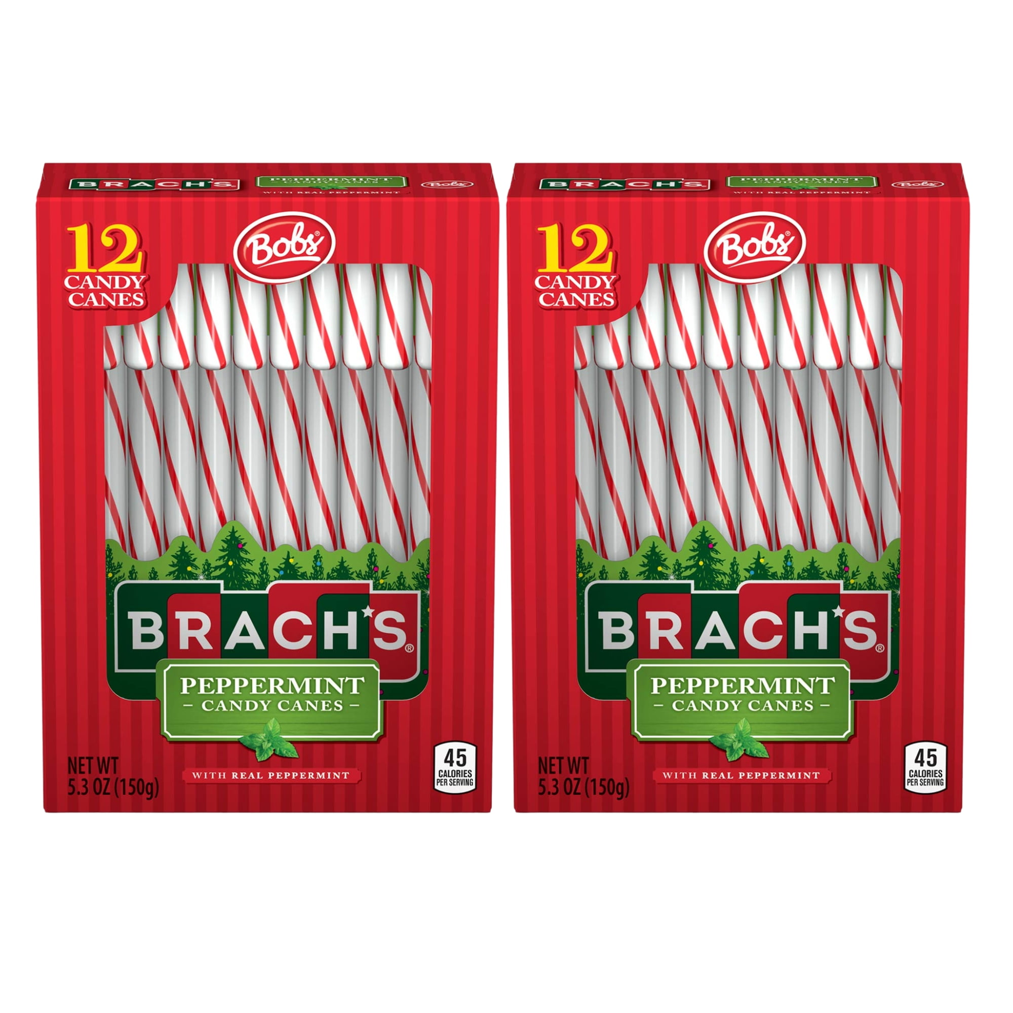 (2) Brach's Peppermint Candy Canes Red and White Classic Hard Candy