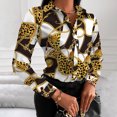 thumbnail image 4 of IROINNID Deals Womens Long Sleeve V-Neck Shirts Summer Slim Print Lounge Full-Sleeve Tops Blouse,Yellow, 4 of 5