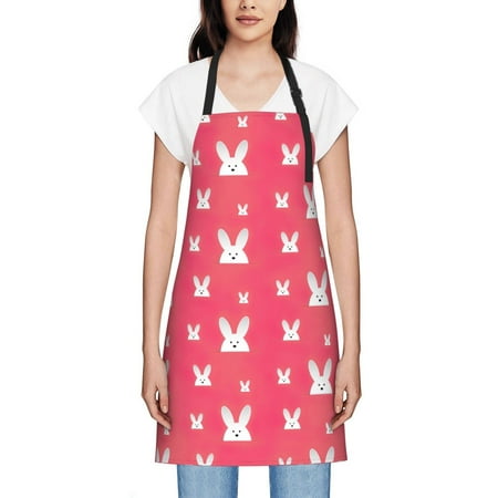 

Women S Waterproof Apron Dirt Resistant And Wear-Resistant Adjustable Apron Suitable For Cooking Flower Arrangement Painting Housework Happy Easter Rabbit Bunny
