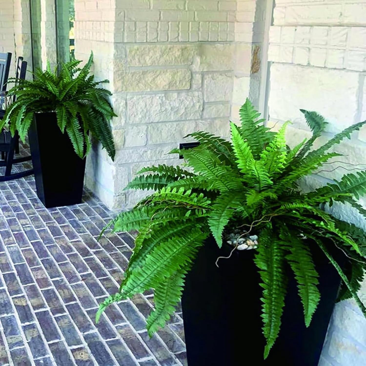 Premium UV-Resistant Artificial Boston Ferns for Outdoor Planters, Large Faux Ferns for Outdoor Planters, 26in Realistic Fake Plants for Front Porch, Patio & Garden, 38 Branches Full Bushy Greenery