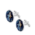 thumbnail image 2 of Shark Formal Attire Stainless Steel Cufflink Set and Shirt Clip - for Dress Shirts, 2 of 6