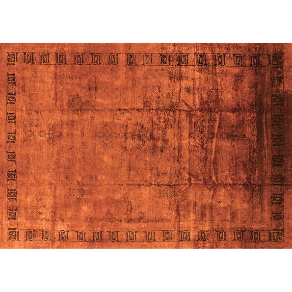 Ahgly Company Indoor Rectangle Oriental Orange Traditional Area Rugs, 7' x 9'