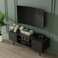 Black Small TV Stand for 50 inch TV Modern Entertainment Center with