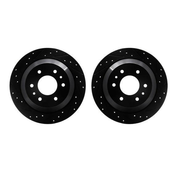 Dynamic Friction Company Rear Brake Rotors-Drilled and Slotted-Black 8002-48054