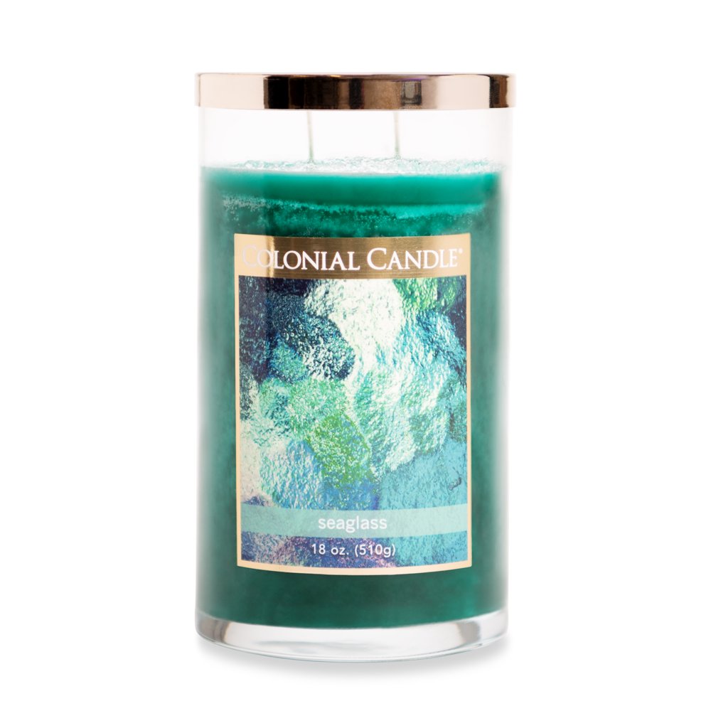Colonial Candle Seaglass 18 Oz 2 Wick Candle, Blue