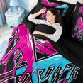 thumbnail image 5 of Homewish Watercolor Ink Painting 7-Piece Bedding Comforter Set,Rugby Football Sport King Bedding Sets,Cyan Pink Black Bed Sheets For Teens,Microfiber Bedroom Decor Reversible, 5 of 8