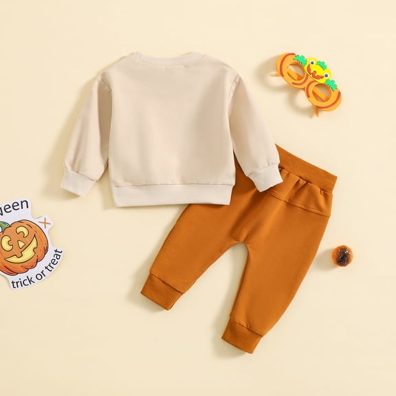 Vedolay Boys Fashion Sets Toddler Boy Fall Pants Sets Cotton Casual Crew Neck Long Sleeve Playwear Clothes Sets,Orange 18-24 Months
