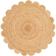 thumbnail image 2 of Sivi 5 x 5 Feet Handmade Scallop Braided Jute Rug - Natural Jute Round Rug, 2 of 11