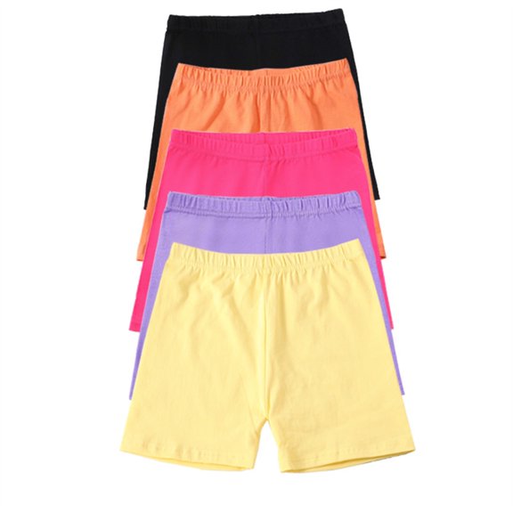XXWXYD 5-Packs Girls Athletic Running Shorts Kids Summer Comfy Elastic Waist Yoga Tights 5-14 Years Lightweight Quick Dry Gym Active Play