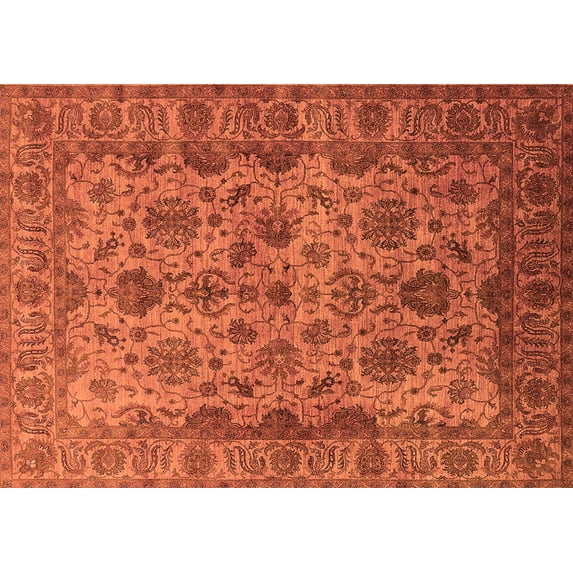 Ahgly Company Indoor Rectangle Oriental Orange Industrial Area Rugs, 8' x 10'