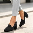 thumbnail image 2 of Gpaecead Women's Pointed Toe Block Heel Pumps Solid Color Faux Suede Slip On Elegant Loafers For Commute Daily Black, 2 of 8