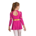 thumbnail image 4 of Mufeng Robe de Cheerleader d'Halloween pour Filles Manches Longues Épaules Dénudées Robe de Danse Rose Vif 8, 4 of 7