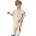 thumbnail image 1 of Kids ToddlerBaby Boys Solid Button Autumn Long Sleeve Shirt Pants Set Clothes Outfits, 1 of 6