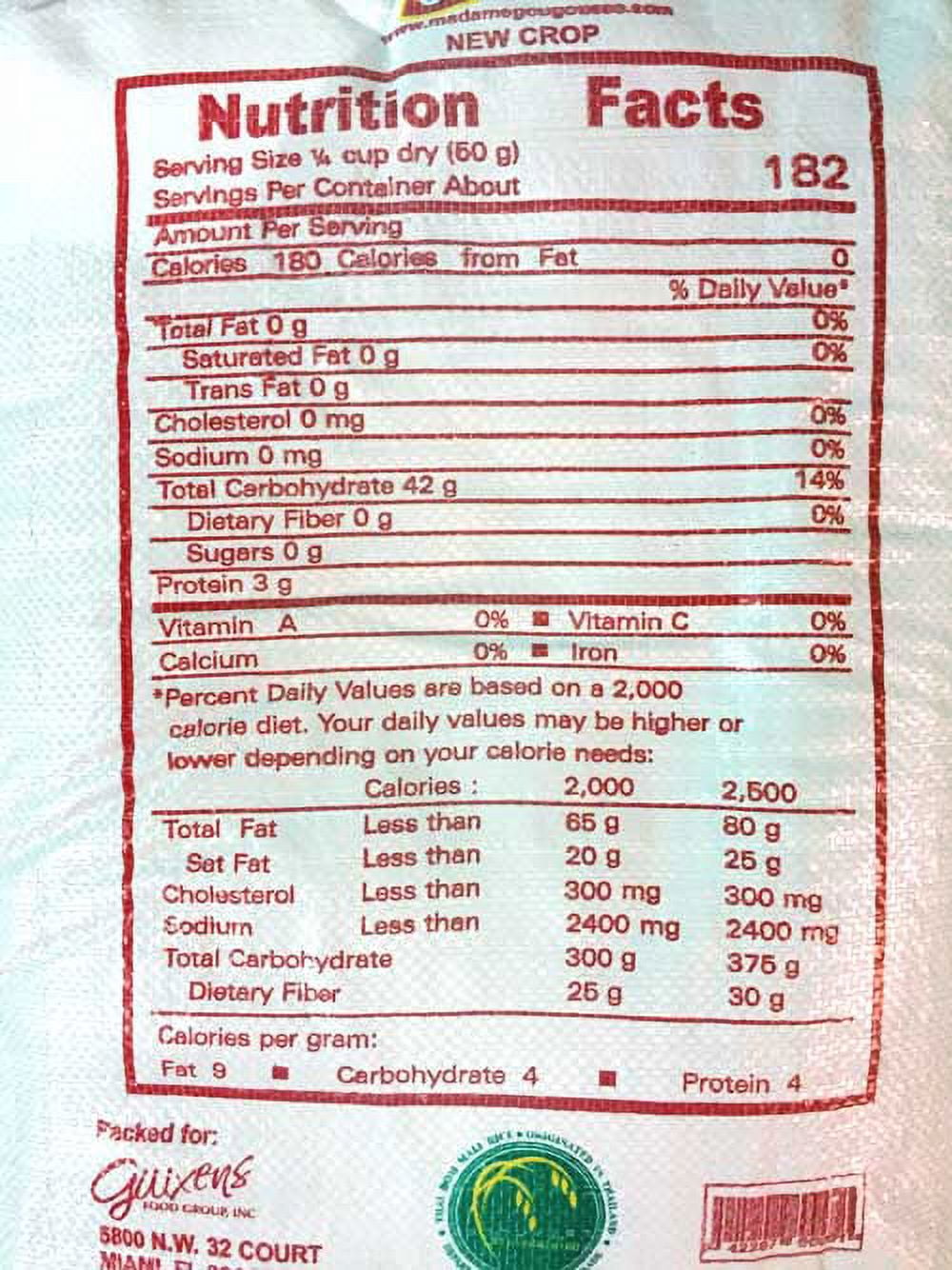 Madame Gougousse Jasmine Rice 20 Pound Bag, Gluten Free