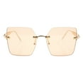 thumbnail image 2 of Rimless Square Sunglasses Womens Rhinestones Star Studded Shades Gold, Peach, 2 of 4