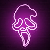 Ghost Face Neon Sign,Halloween Skull Neon Light for Bedroom,Game Room, Mancave, Bar Halloween Party Gifts