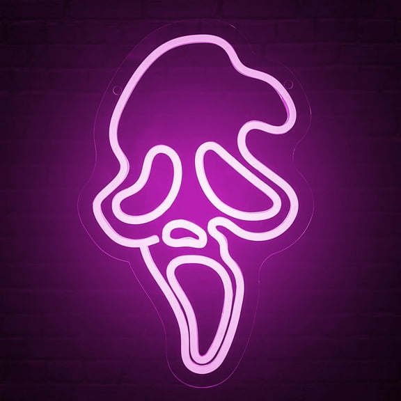 Ghost Face Neon Sign,Halloween Skull Neon Light for Bedroom,Game Room, Mancave, Bar Halloween Party Gifts
