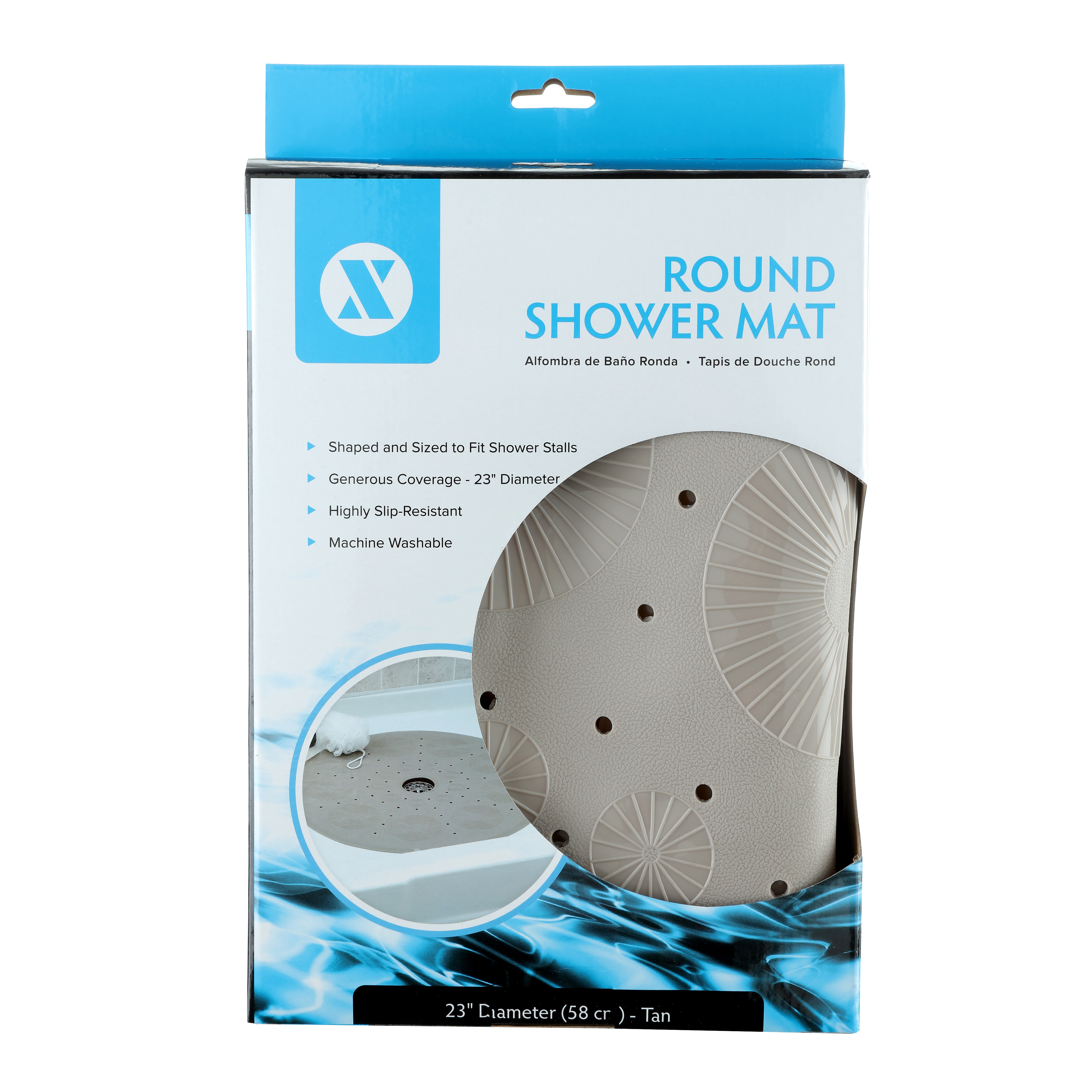 White Mat by SlipX Solutions Round Shower Mat with Suction Cups 23/" Diameter