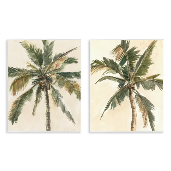 Stupell Industries Majestic Towering Palms Plants & Flowers Painting Unframed Art Print Wall Art, 11 x 14, Set of 2