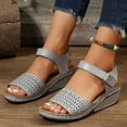 thumbnail image 6 of WIZUTIZ Wedge Sandals for Women Dressy Sandals Women Sports Comfort Stretch Hollow Out Sandals Buckle Round Toe Summer Shoes Low Heel (1"-2") Medium Solid Sandals for Lady Daily Deals Gray, 6 of 6