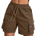 thumbnail image 2 of YVNAURA Women's High Waisted Elastic Waist Baggy Shorts with Pockets, 2026 Summer Loose Fit Wide Leg Pull On Casual Beach Vacation Pants for Women, Plus Size Lounge Daily,Coffee,L, 2 of 4