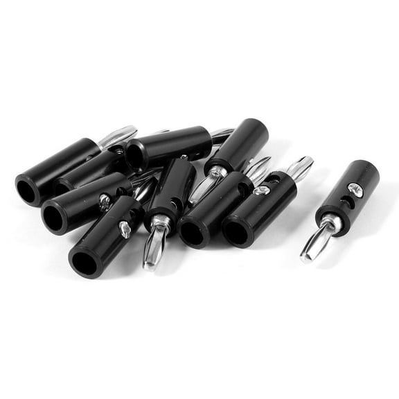 Unique Bargains 10pcs Audio Speaker Wire Cord Banana Plug Screw Connector Adapter Black 3.5mm