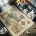 thumbnail image 4 of Ambesonne Mid Century Modern Boho Decorative Rug Carpet, Leaf Circle, 2' 2" x 3' 7", Tan Ginger and Laurel Green, 4 of 5