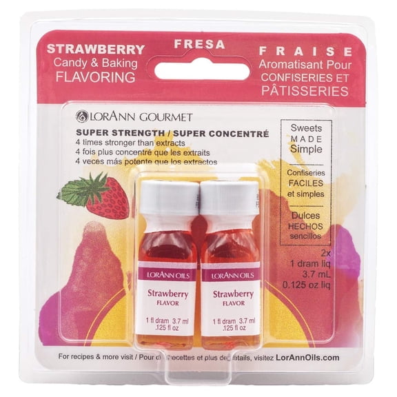 LorAnn Oils Super Strength Flavoring - Used For Candy Making, Flavoring Extracts, Baking, Hard Candy, and Flavor Oils, Strawberry, 1 fl dram