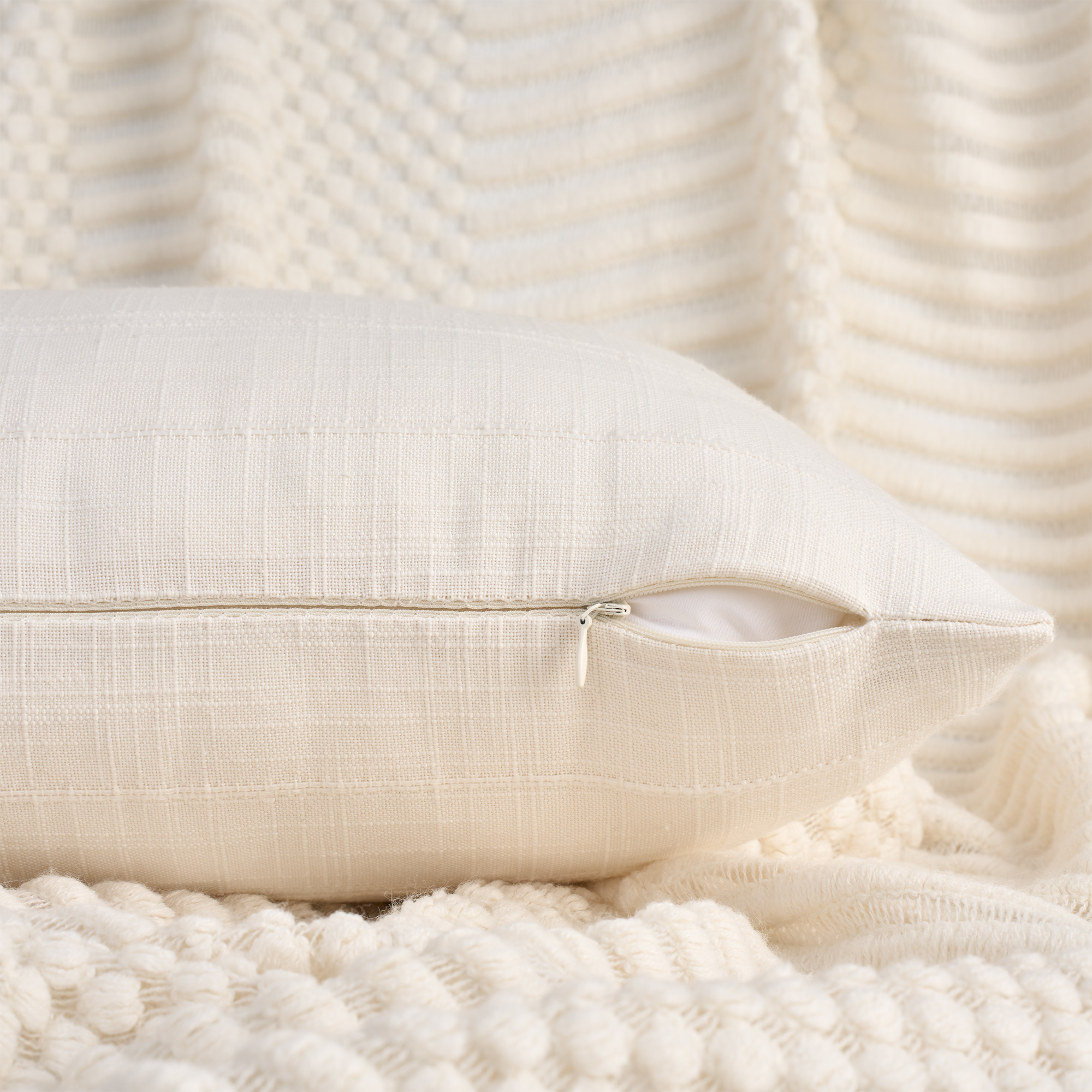 Unique Bargains Linen Soft Solid Throw Pillow Covers Pack of 2 White 20" x 12"