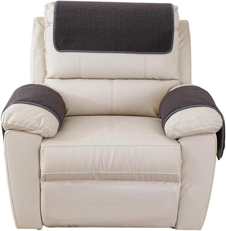 3 Pcs/Set Recliner Covers Armrest Covers for Recliner Chair with Storage Pockets Headrest Cover for Sofa Recliner Protector