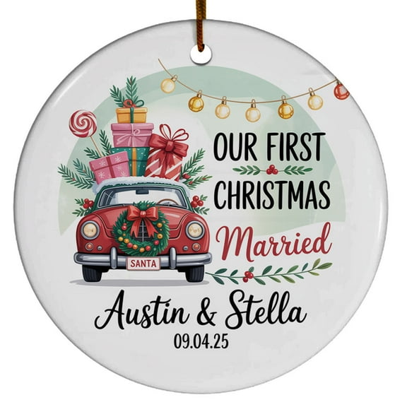 Our First Christmas Married Ornament Xmas Tree, Ornament 1st Christmas Married Gift for Mr Mrs Couple Wedding Engaged Housewarming