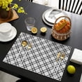 thumbnail image 4 of Black White Plaid Checkered Pattern Summer Placemats Table Placemats Set Of 4-Linen Kitchen Washable Placemats Table Mats 11.8"x17.7" Non-Slip Heat Resistant, 4 of 6