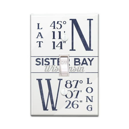 Longitude Three Light - Sister Bay, Wisconsin - Latitude & Longitude - Lantern Press Artwork (Light Switchplate Cover)