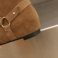 thumbnail image 6 of AUNVITO Women Mid Calf Boots Suede Round Toe Studded Buckle Straps Inner Wedge Height Casual Chunky Heel Shoes, 6 of 9