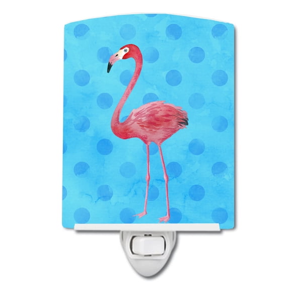 Caroline's Treasures BB8186CNL Flamingo Blue Polkadot Ceramic Night Light, 6x4x3", multicolor