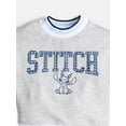thumbnail image 5 of Stitch Girls Long Sleeve Graphic Varsity Crewneck Pullover, Sizes 4-12, 5 of 6