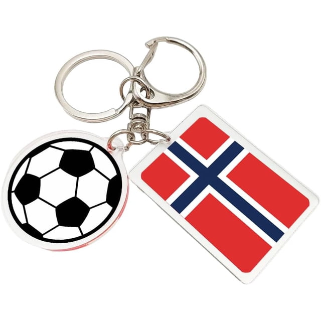 Yanonmyfd 2026 World Cup Soccer Keychain - 2026 World Cup Flag Keychain, Soccer Fan Gift & Souvenir (2PCS),Norway