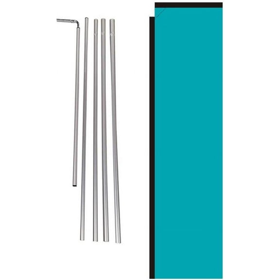 Solid Teal Outdoor Rectangle Feather Banner Flag Sign with Pole Kit and Ground Spike