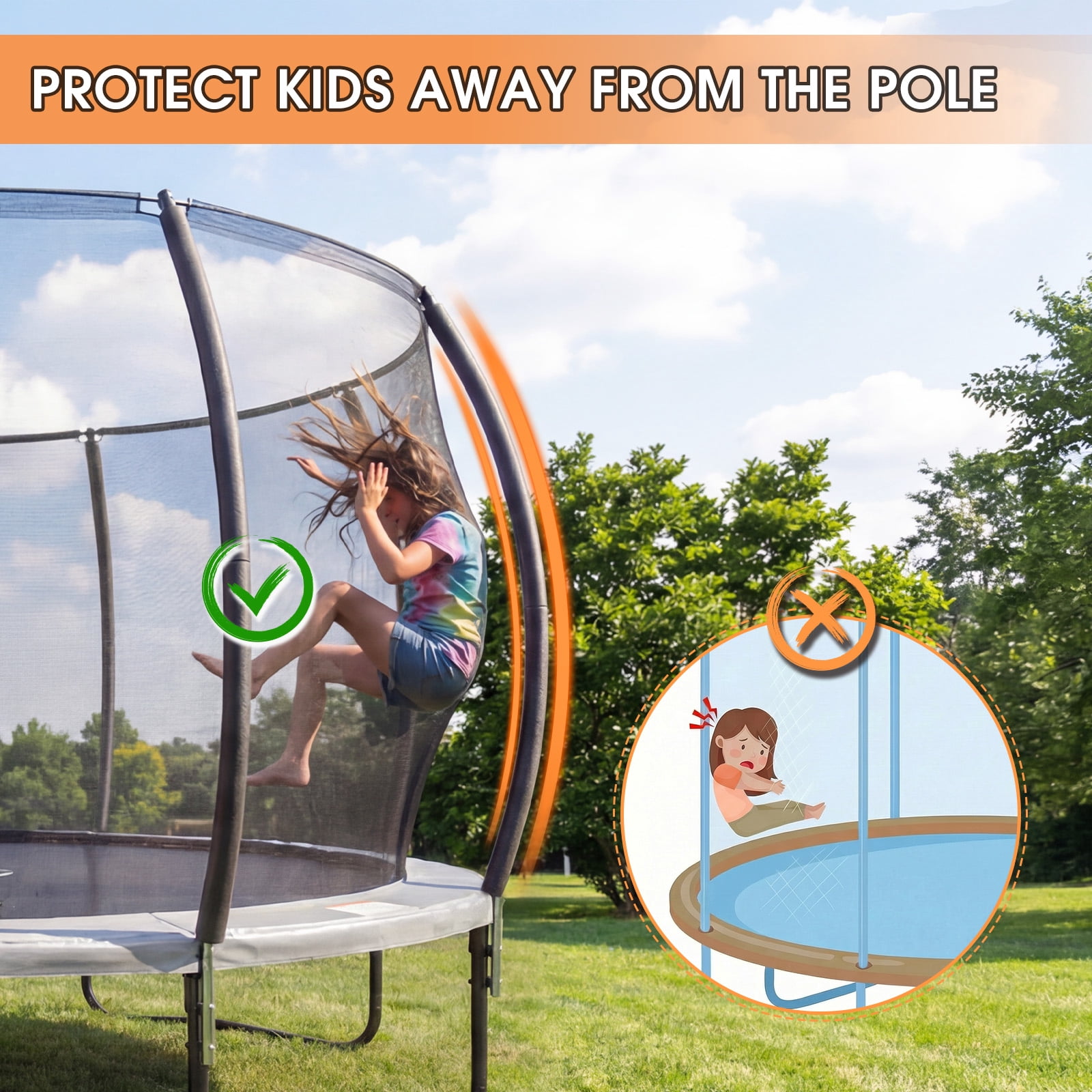 Lumeavetra Outdoor Trampoline for Kids & Adults with Anti-Rust Coating, Safety Enclosure Net, Basketball Hoop, Sprinkler & Ladder, Heavy-Duty Trampolne, Ideal Gift for Boys & Girls Birthday