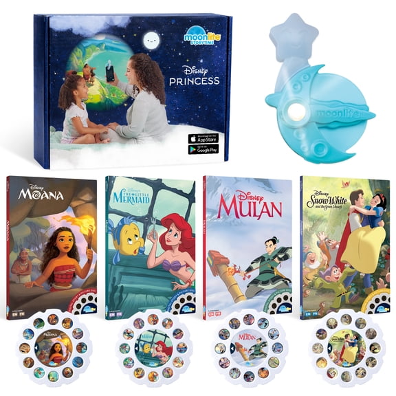 Disney Princess 4 Story Moonlite Projector Set interactive Bedtime Storybook Collection