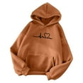 thumbnail image 2 of WNEGSTG Women's Hoodie Fashion Simple Long Sleeve Heart Chain Sweater Brown, 2 of 3