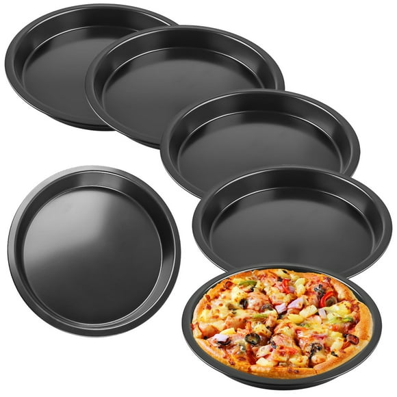 Juego de 6 Platos para Pizza, Platos Redondos para Pizza, Diámetro de 20 Cm, Bandeja para Pizza de Acero, Revestimiento Antiadherente, No Tóxico y Fácil de Limpiar