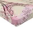 thumbnail image 2 of Ambesonne Kiss Fitted Sheet 2 Pcs Set, Floral Paris Eiffel, Queen, Ivory Pink, 2 of 3