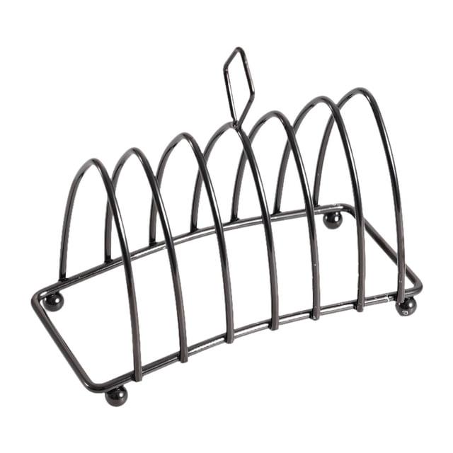 Lipstore Breakfast Toast Rack Baking Shelf with Ball Feet and Handle Bread Loaf Stand Black